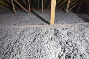 Attic with cellulose insulation material